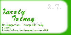 karoly tolnay business card